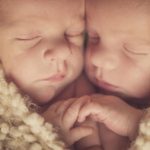 Baby small twins and newborn and heart