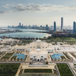 Early morning aerial shot of Qasr Al Watan