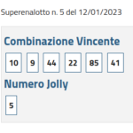 Combinazione vincente SuperEnalotto n.5 del 12-1-23: