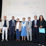 Da sx Maria Chiara Pastore (Forestami), Kjedl Hansen, Prof. Sergio Harari, Prof.ssa Marisa Bonsignore, Proff.ssa Barbara Hoffman, Pres. Attilio Fontana, Sindaco Giuseppe Sala, Sen. Roberta Toffanin