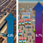 il contrasto tra la crescita industriale e quella del settore dei servizi in Italia.